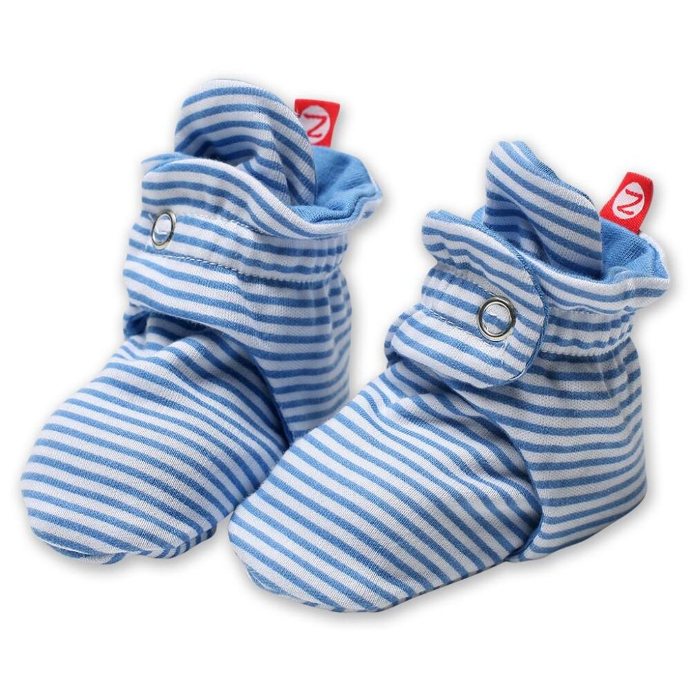 NWT Zutano Cotton Stripe Booties Blue Stripes